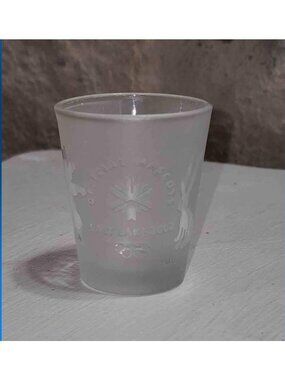 Salt Lake 2002 official mascots Olympics Shot Glass frosted etched Souvenir. TM